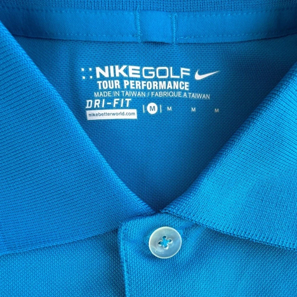 Nike Golf Mens Dri-Fit Polo Shirt Blue Waikele‎ Graphic Tour Performance Medium